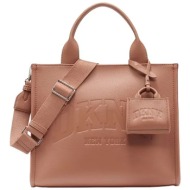 dkny γυναικεία τσάντα χειρός με ανάγλυφο λογότυπο `hadlee` - r53aar57 καμηλό