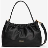 tommy hilfiger γυναικείο τσαντάκι ώμου/crossbody με αλυσίδα και μεταλλικό λογότυπο - aw0aw18306 μαύρ