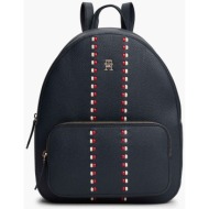 tommy hilfiger γυναικείο backpack με μεταλλικό μονόγραμμα - aw0aw18159 σκούρο μπλε