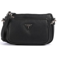 guess γυναικεία τσάντα ώμου με faux leather και λογότυπο `noelle ii` - hwzg9672710 μαύρο