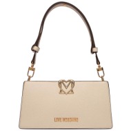 love moschino γυναικεία τσάντα ώμου με μεταλλικό λογότυπο - jc4128pp1olm0 εκρού