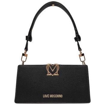 love moschino γυναικεία τσάντα ώμου με μεταλλικό λογότυπο 