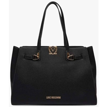 love moschino γυναικεία τσάντα shopper με μεταλλικό