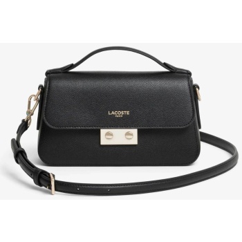 lacoste γυναικεία δερμάτινη τσάντα ώμου με λογότυπο