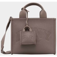 dkny γυναικεία τσάντα ώμου με ανάγλυφο λογότυπο `hadlee` - r53aac80 ταμπά