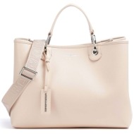 emporio armani γυναικεία τσάντα χειρός με λογότυπο `my ea` - ew000360af12036 μπεζ
