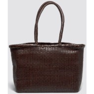 dragon diffusion γυναικεία τσάντα ώμου `b weave big` - 8805 καφέ σκούρο