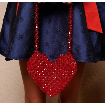 sister jane γυναικεία τσάντα με χάντρες σε σχήμα καρδιάς