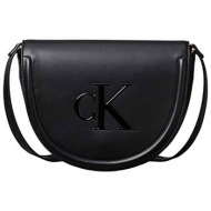 calvin klein jeans γυναικεία τσάντα crossbody με ανάγλυφο λογότυπο - lv04f3221g μαύρο