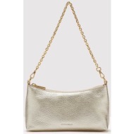 coccinelle γυναικεία δερμάτινη τσάντα crossbody μονόχρωμη με σταμπωτό λογότυπο `aura` - e5qh0-550101