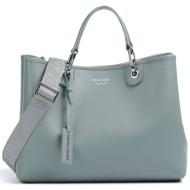 emporio armani γυναικεία τσάντα χειρός με λογότυπο `my ea` - ew000360af12036 γκρι γαλάζιο