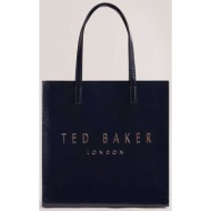 ted baker γυναικεία τσάντα ώμου shopper `camryyn large printed crinkle icon`` - 282710 σκούρο μπλε