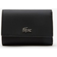 lacoste γυναικείο πορτοφόλι πικέ με μεταλλικό λογότυπο `anna` - nf4190aa μαύρο
