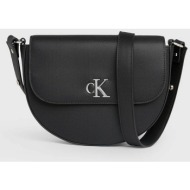 ck jeans γυναικεία τσάντα crossbody με μεταλλικό logo - k60k611961 μαύρο
