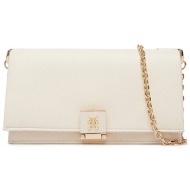 tommy hilfiger γυναικεία τσάντα crossbody με μεταλλικό monogram `distinct` - aw0aw17403 εκρού