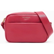 emporio armani γυναικείο δερμάτινο mini bag crossbody με λογότυπο - ew003032af19229 κόκκινο