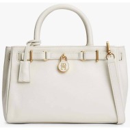 tommy hilfiger γυναικεία τσάντα tote με μεταλλικό μονόγραμμα `american icon` - aw0aw17926 εκρού