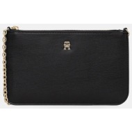 tommy hilfiger γυναικείο τσαντάκι ώμου με αλυσίδα - aw0aw18298 μαύρο
