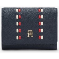 tommy hilfiger γυναικείο πορτοφόλι με μεταλλικό μονόγραμμα - aw0aw18246 σκούρο μπλε