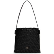 tommy hilfiger γυναικεία τσάντα ώμου με μεταλλικό monogram και πλεκτό σχέδιο `th braided` - aw0aw181
