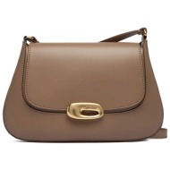calvin klein jeans γυναικεία τσάντα crossbody μονόχρωμη με μεταλλικό λογότυπο - lv04f3401g μπεζ