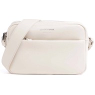 emporio armani γυναικείο δερμάτινο mini bag crossbody με λογότυπο - ew003032af19229 κρέμ