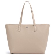hugo boss γυναικεία τσάντα tote με μεταλλικό λογότυπο `chris 2.0` - 50546965 μπεζ