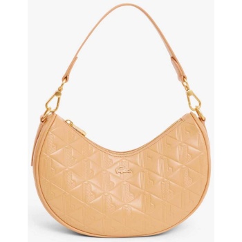 lacoste γυναικεία δερμάτινη τσάντα ώμου με all-over