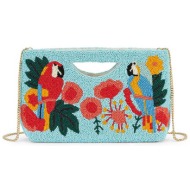 wild paris γυναικείο clutch με κέντημα `gillis` - gillis/ss26 γαλάζιο