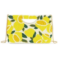 wild paris γυναικείο clutch με κέντημα `limona` - limona/ss26 κίτρινο