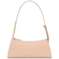 dkny γυναικεία δερμάτινη τσάντα ώμου `avril` - r433yg57 μπεζ