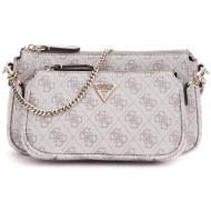 guess γυναικεία τσάντα ώμου/crossbody με all-over logo print `noelle ii` - hwbg9672710 μπεζ