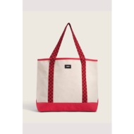 vans γυναικεία τσάντα tote `pergs` - vn0a7pqefo91 λευκό - κόκκινο