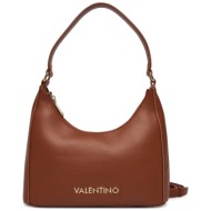 valentino γυναικεία τσάντα ώμου με μεταλλικό λογότυπο `aury re` - 73lvbs9ob07/aur καφέ