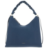 coccinelle γυναικεία δερμάτινη τσάντα ώμου `boheme medium` - e1m50-130201 μπλε σκούρο