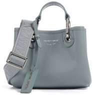 emporio armani γυναικεία τσάντα χειρός με λογότυπο (xs) - ew000382af12036 γκρι γαλάζιο