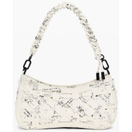 desigual γυναικεία τσάντα ώμου με lettering `αlsacia` - 26saxp58 ασπρόμαυρο