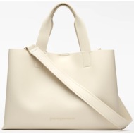 adolfo domínguez γυναικεία τσάντα shopper μονόχρωμη `mica` - 212031038 εκρού