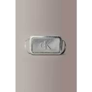 calvin klein jeans γυναικεία τσάντα crossbody μονόχρωμη με ανάγλυφο λογότυπο - lv04f3331g ασημί