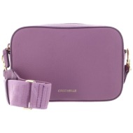 coccinelle γυναικεία δερμάτινη τσάντα crossbody με μεταλλικό λογότυπο `tebe` - e5mn5-55i101 μοβ