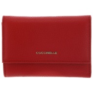 coccinelle γυναικείο πορτοφόλι με χρυσό λογότυπο `metallic soft` - e2mw5-116601 κόκκινο
