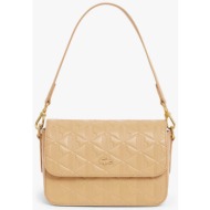 lacoste γυναικεία δερμάτινη τσάντα ώμου με all-over monogram `maheki` - nf4712mh καμηλό