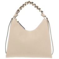 coccinelle γυναικεία δερμάτινη τσάντα ώμου `boheme medium` - e1m50-130201 μπεζ