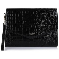 ted baker γυναικείo clutch με κροκό σχέδιο `wesslie` - 282823 μαύρο
