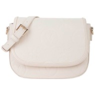 valentino γυναικεία τσάντα ώμου/crossbody με ανάγλυφο λογότυπο `samba re` - 73lvbs8zg10/sam εκρού