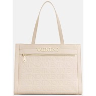 valentino γυναικεία τσάντα shopper με μεταλλικό και ανάγλυφο λογότυπο `cora` - 73lvbs9oo01/cor μπεζ