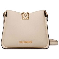 love moschino γυναικεία τσάντα crossbody με μεταλλικό λογότυπο - jc4127pp1olm0 εκρού