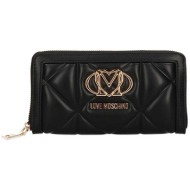 love moschino γυναικείο καπιτονέ πορτοφόλι μονόχρωμο με μεταλλικό λογότυπο - jc5644pp1olc0 μαύρο