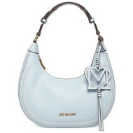 love moschino γυναικεία τσάντα ώμου με μεταλλικό λογότυπο - jc4095pp1oli0 γαλάζιο