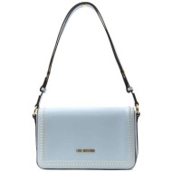 love moschino γυναικεία τσάντα ώμου με μεταλλικό λογότυπο - jc4090pp1oli0 γαλάζιο